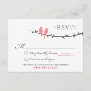 Carte RSVP Inséparable (rose et blanc)