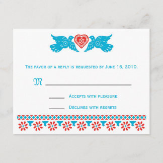Carte RSVP Inséparable - rouge et bleu