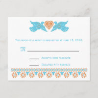 Carte RSVP Inséparable - turquoise et orange