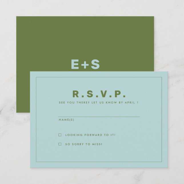 Carte RSVP inspirée de Blue and Green Wes Anderson (Devant / Derrière)