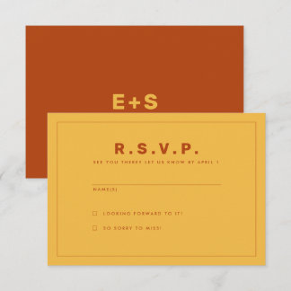 Carte RSVP inspirée de Wes Anderson orange et jaun