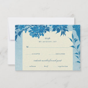 Carte Rsvp Japonaise Antique Blue Cherry Blossom