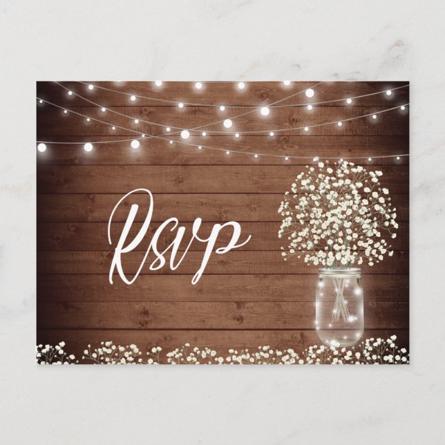 Carte RSVP Jar Mason Respiration Bébé avec choix d (Devant)