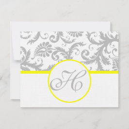 Carte RSVP jaune et gris Damas - Texte côté mat