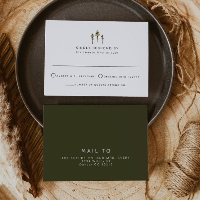 Carte RSVP JENNA Russe Aquarelle Pine Tree (Créateur téléchargé)