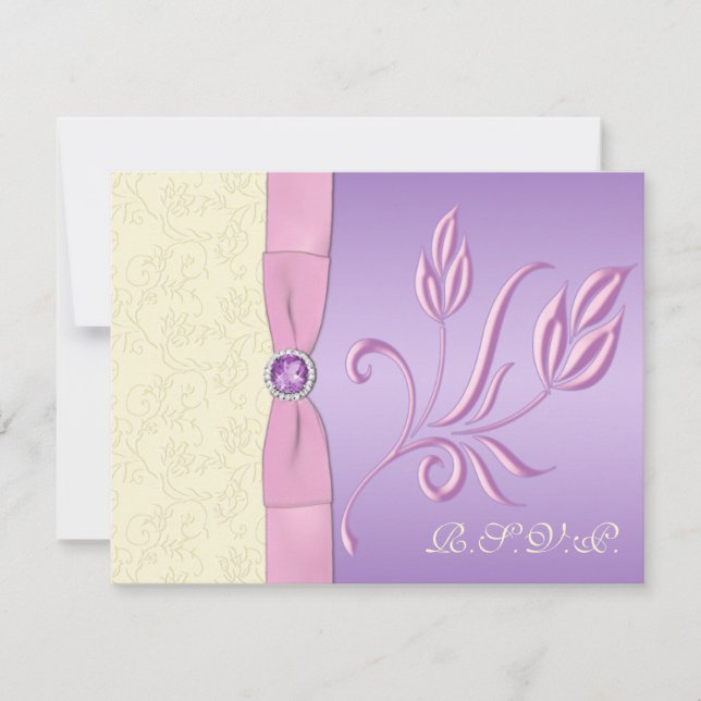 Carte RSVP Lavande, rose et ivoire (Devant)