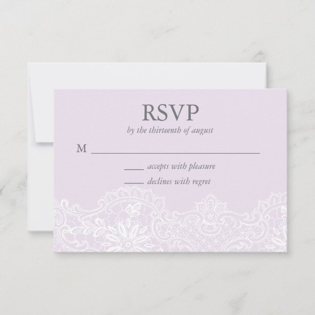 Carte RSVP Lavender Lace Wedding (Devant)