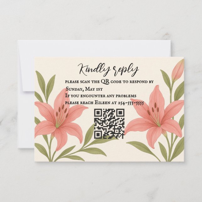 Carte RSVP Lavish Lily QR Code (Devant)