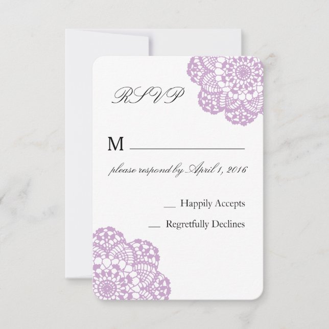 Carte RSVP Lilac Purple Lace (Devant)