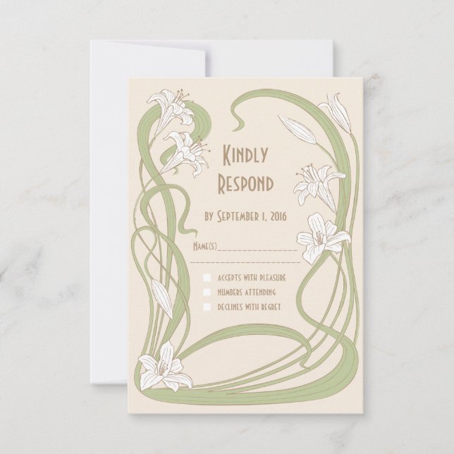 Carte RSVP Lilies blanches (Devant)