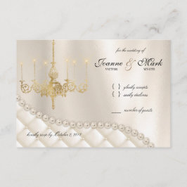 Carte RSVP Lustre de Mariage Perles d'Ivoire