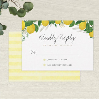 Carte RSVP Mariage au citron frais et rustique