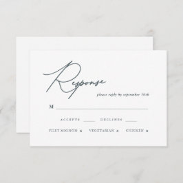 Carte RSVP Mariage Calligraphie Bleue