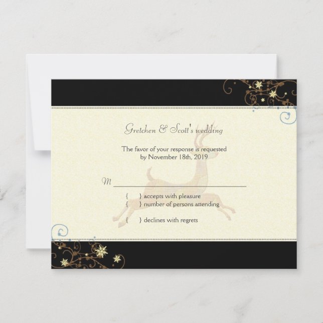 Carte RSVP Mariage Caribou d'hiver (Devant)