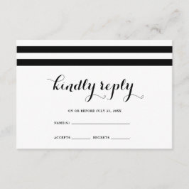 Carte RSVP Mariage côtier noir et blanc