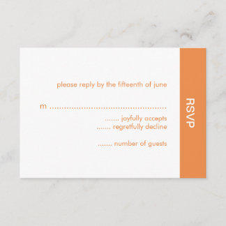 Carte RSVP mariage couleur gras - orange