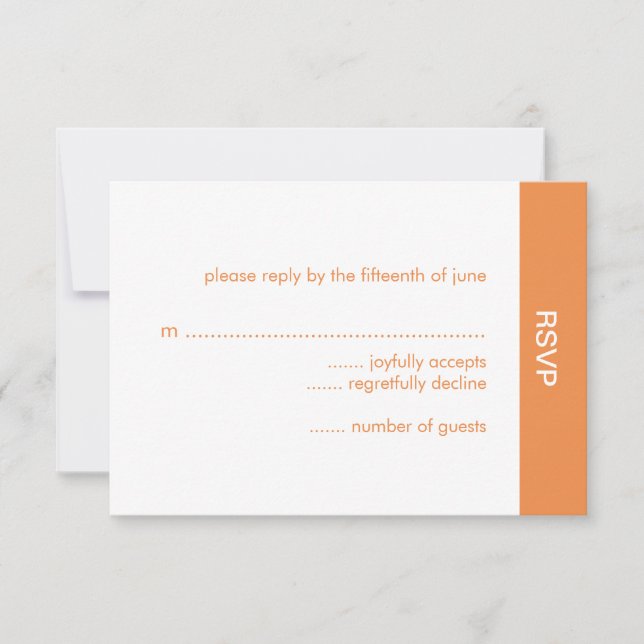 Carte RSVP mariage couleur gras - orange (Devant)