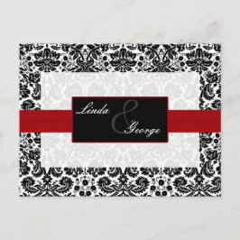 carte rsvp mariage damassé rouge