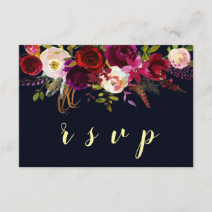 Carte RSVP Mariage de automne Floral Marine Marsal