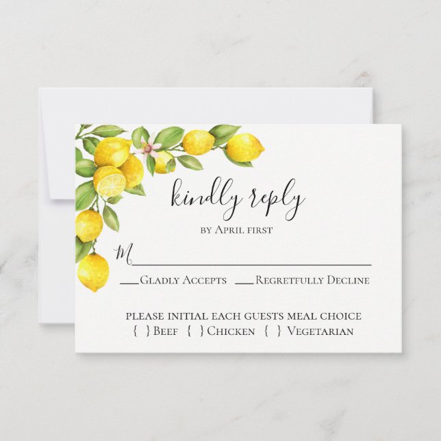 Carte RSVP Mariage de verger Citrus (Devant)
