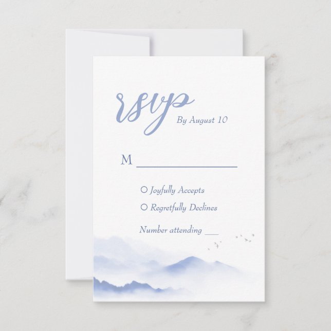 Carte rsvp mariage des montagnes bleues et des ois (Devant)