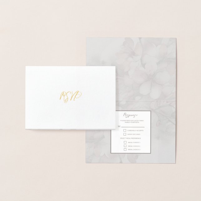 Carte RSVP mariage Foil Cherry Blossom (Affichage)