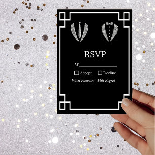 Carte RSVP Mariage Gay Tuxedo Deux Chambres