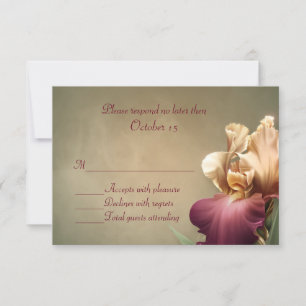 Carte RSVP Mariage Iris Bourgogne et crème