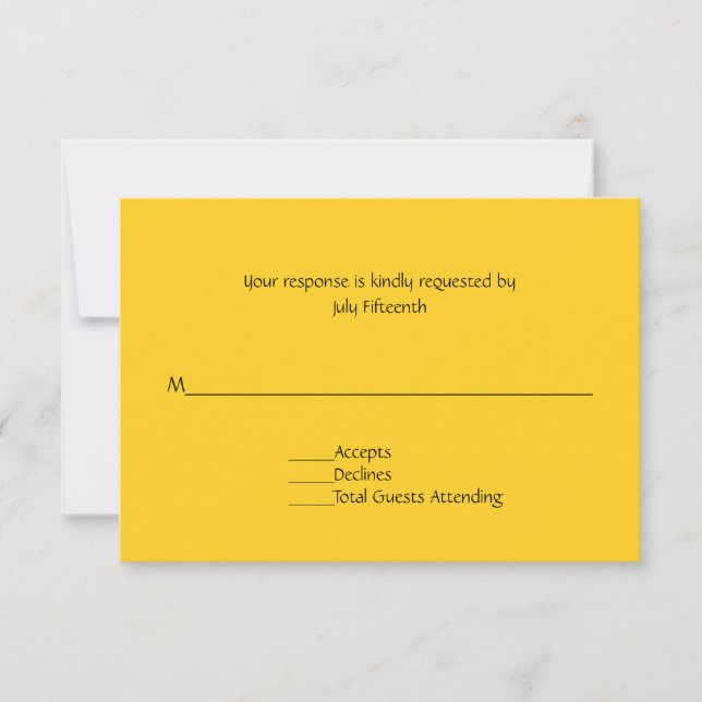 Carte RSVP Mariage Jaune clair et ensoleillé (Devant)