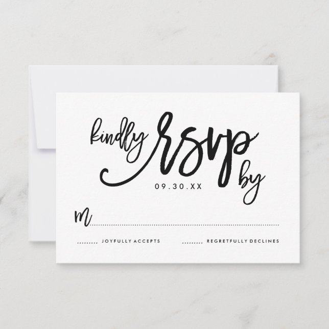 Carte RSVP Mariage Lettre Main Chic (Devant)