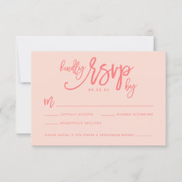 Carte RSVP Mariage Lettre Main Chic | Corail