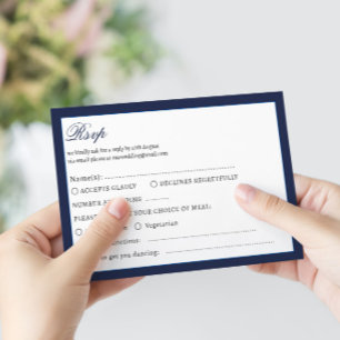 Carte Rsvp Mariage Marine Noire Océanique Nautique