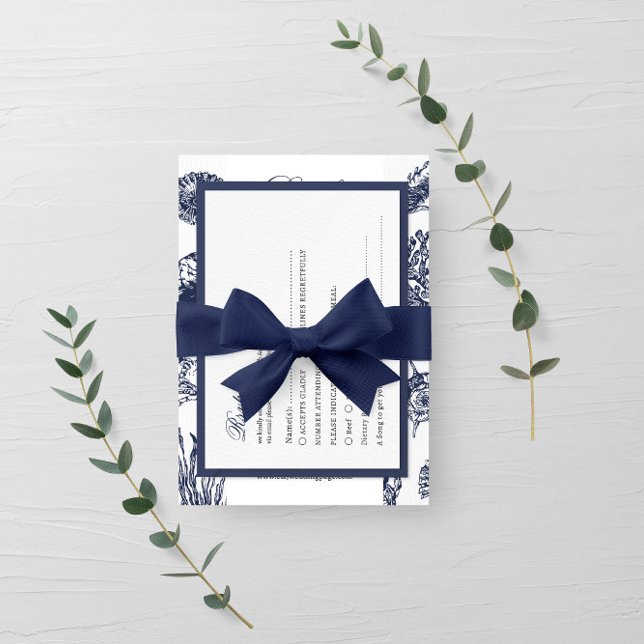 Carte Rsvp Mariage Marine Noire Océanique Nautique (Créateur téléchargé)