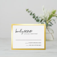 Carte RSVP Mariage moderne chic Foil