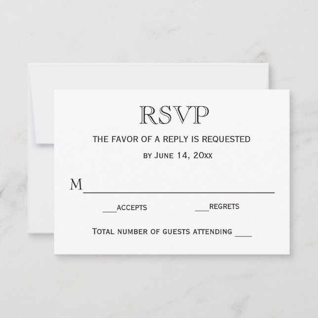 Carte RSVP mariage / Noir & Blanc (Devant)