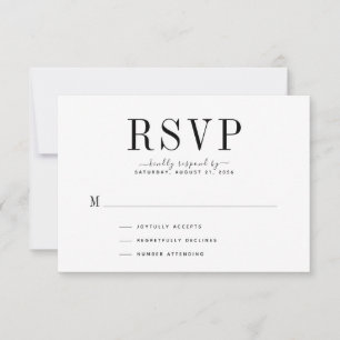Carte RSVP mariage noir et blanc