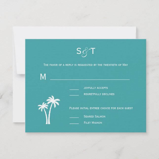 Carte RSVP Mariage Palm Trees (Devant)