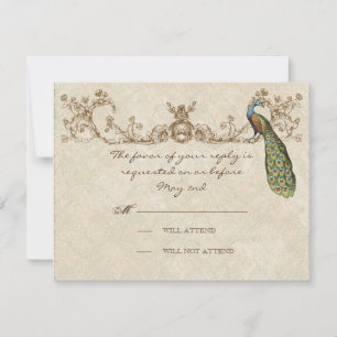 Carte RSVP Mariage Peacock & Etchings vintage