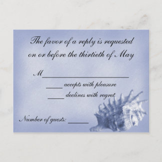 Carte RSVP Mariage Plage (bleu foncé)