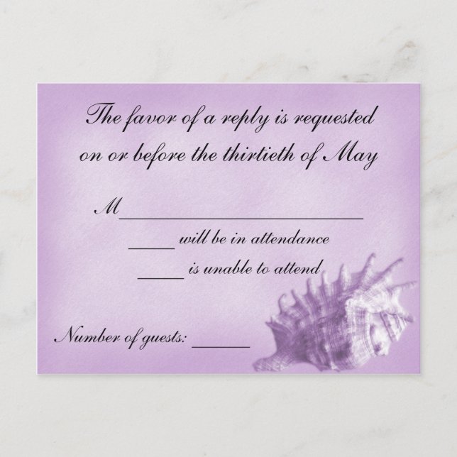 Carte RSVP Mariage Plage (Violet) (Devant)