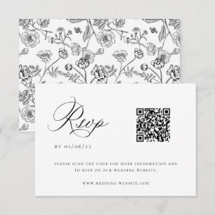 Carte RSVP Mariage QR Code de la Chinoiserie noire