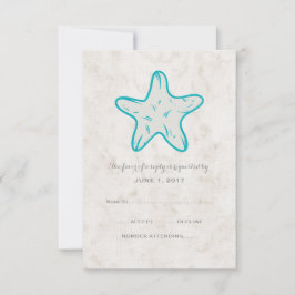 Carte RSVP Mariage Rustique Turquoise Starfish