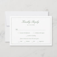 Carte RSVP mariage Sage Green Monogram