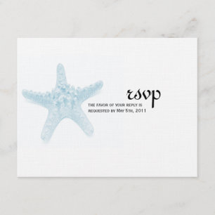 Carte RSVP Mariage Starfish - Bleu