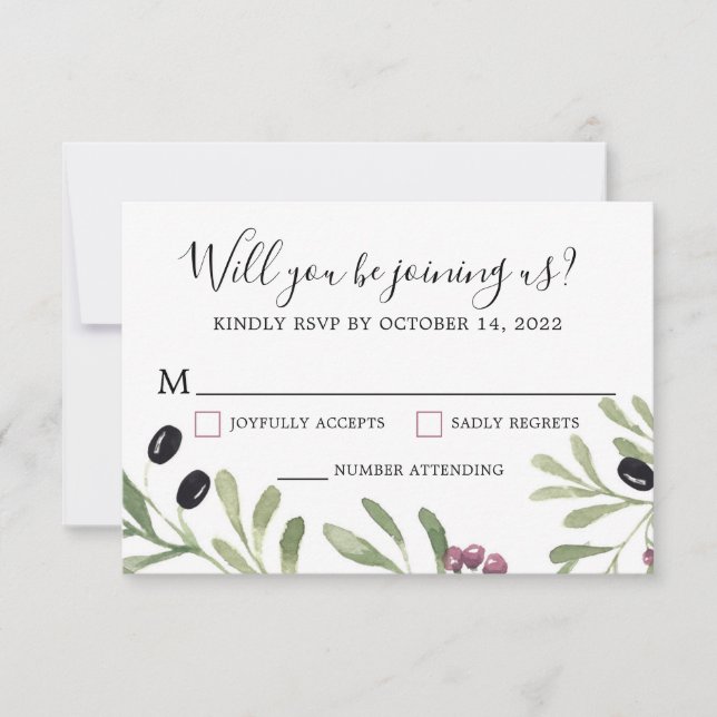 Carte RSVP Mariage Toscane italienne (Devant)