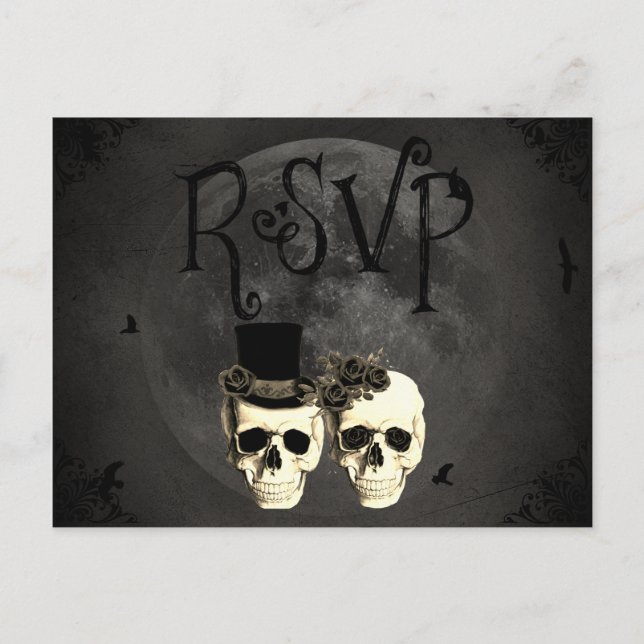 Carte RSVP Mariée & Groom Skull Wedding (Devant)