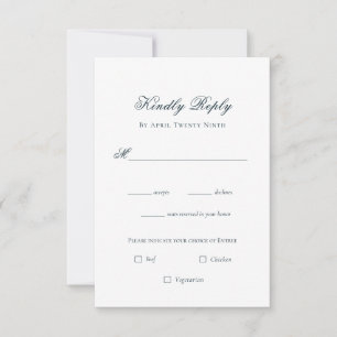 Carte RSVP marine et mariage blanc simple