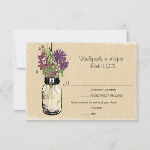 Carte RSVP Mason Jar et Fleurs sauvages