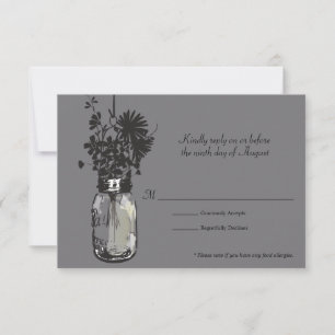 Carte RSVP Mason Jar et Fleurs sauvages