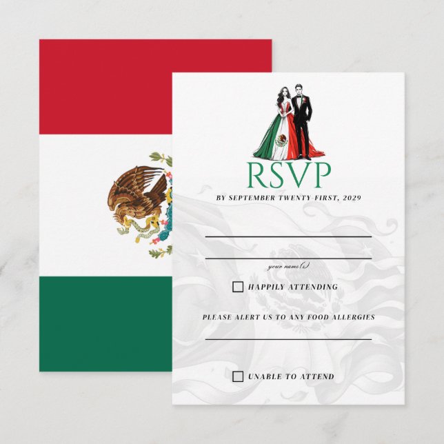 Carte RSVP Mexique Couple (Devant / Derrière)